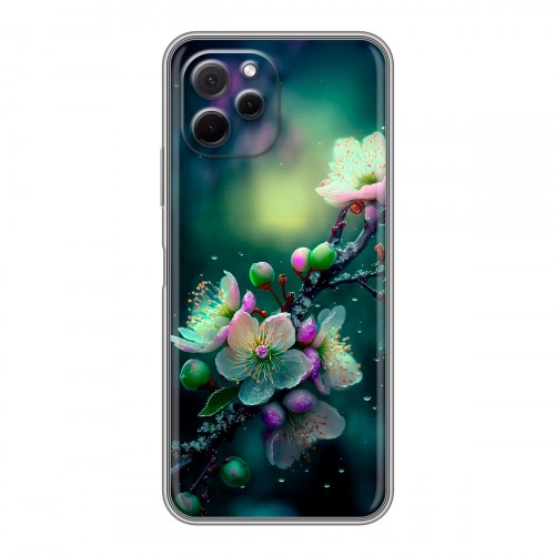 Дизайнерский силиконовый с усиленными углами чехол для Huawei Nova Y61 Цветы и мрамор