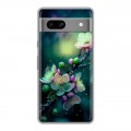 Дизайнерский силиконовый чехол для Google Pixel 7A Цветы и мрамор