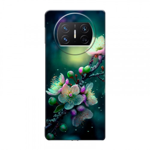 Дизайнерский пластиковый чехол для Huawei Mate X3 Цветы и мрамор