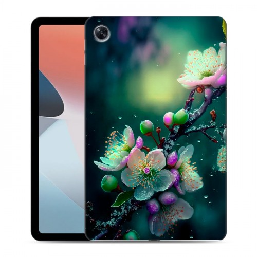 Дизайнерский силиконовый чехол для OPPO Pad Air Цветы и мрамор