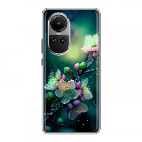 Дизайнерский силиконовый чехол для OPPO Reno10 Цветы и мрамор