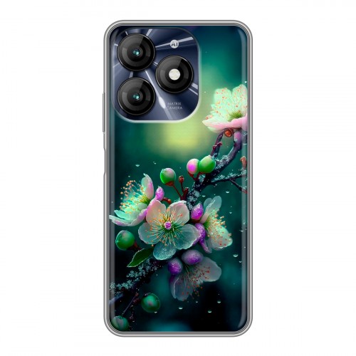 Дизайнерский пластиковый чехол для Itel A70 Цветы и мрамор