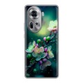 Дизайнерский пластиковый чехол для OPPO Reno 11 Цветы и мрамор