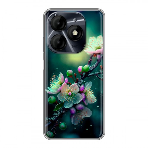 Дизайнерский силиконовый чехол для Itel P55 4G Цветы и мрамор