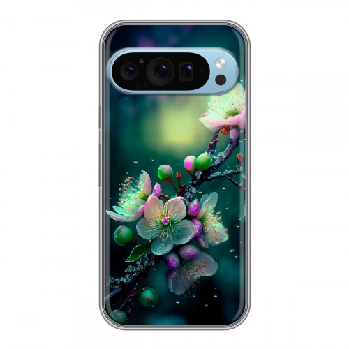 Дизайнерский силиконовый чехол для Google Pixel 9 Цветы и мрамор