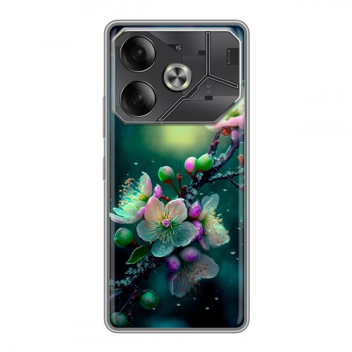 Дизайнерский пластиковый чехол для Tecno Pova 6 Цветы и мрамор