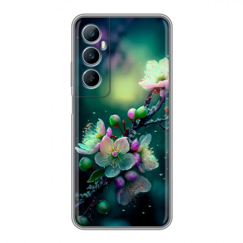 Дизайнерский силиконовый чехол для Realme C65 Цветы и мрамор