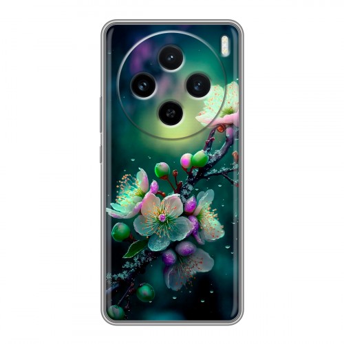 Дизайнерский пластиковый чехол для Vivo X100 Цветы и мрамор