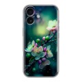 Дизайнерский пластиковый чехол для Iphone 16 Цветы и мрамор