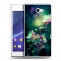 Дизайнерский пластиковый чехол для Sony Xperia M2 dual Цветы и мрамор