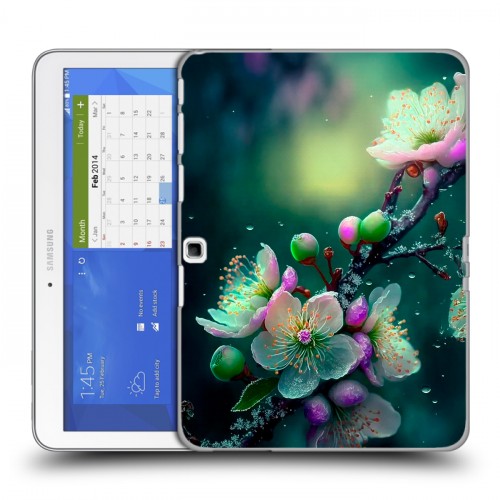 Дизайнерский силиконовый чехол для Samsung Galaxy Tab 4 10.1 Цветы и мрамор