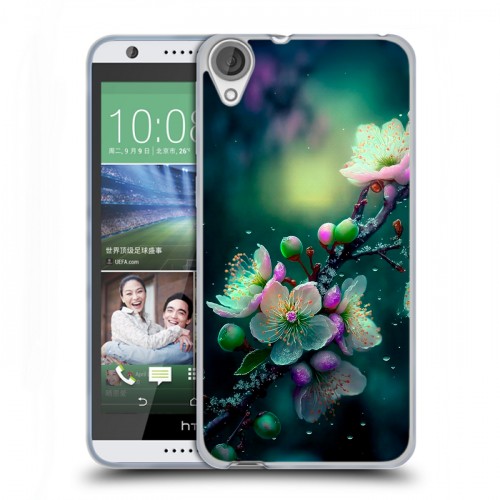 Дизайнерский силиконовый чехол для HTC Desire 820 Цветы и мрамор