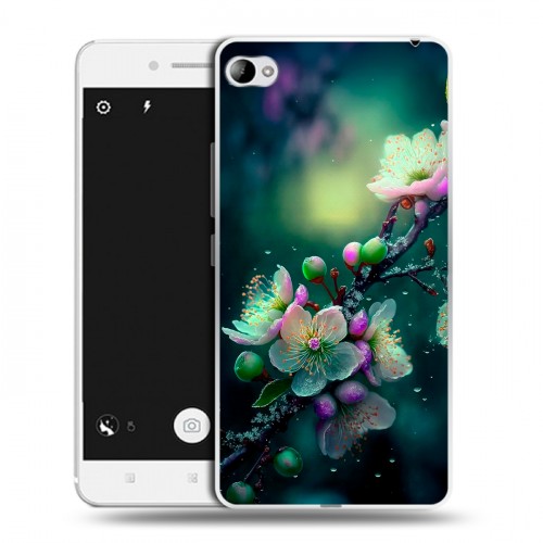 Дизайнерский пластиковый чехол для Lenovo S90 Цветы и мрамор