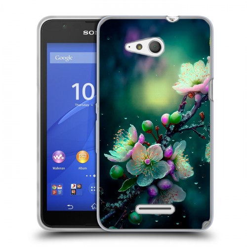 Дизайнерский пластиковый чехол для Sony Xperia E4g Цветы и мрамор
