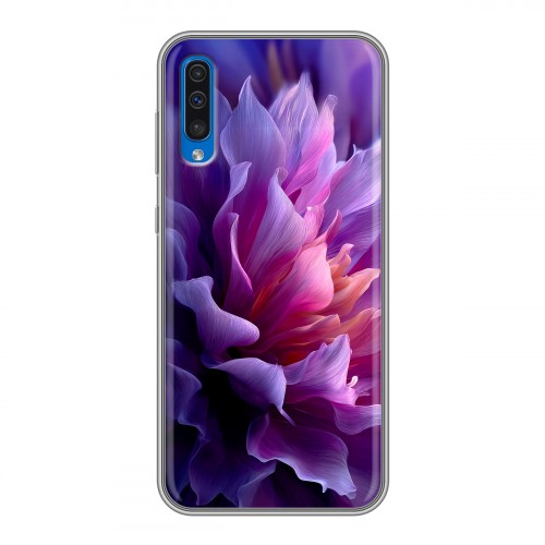 Дизайнерский силиконовый чехол для Samsung Galaxy A50 женский цветы