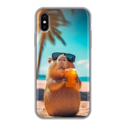 Дизайнерский силиконовый чехол для Iphone x10 Капибара