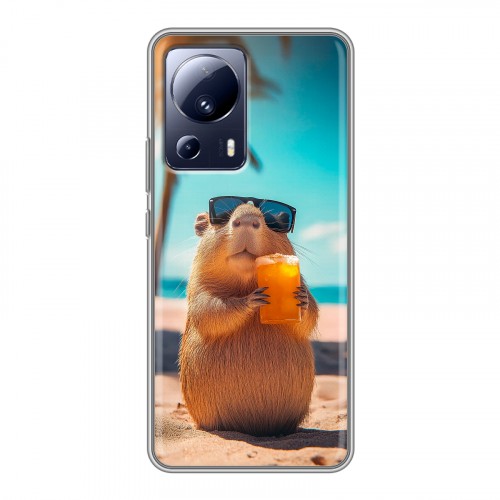 Дизайнерский силиконовый с усиленными углами чехол для Xiaomi 13 Lite Капибара