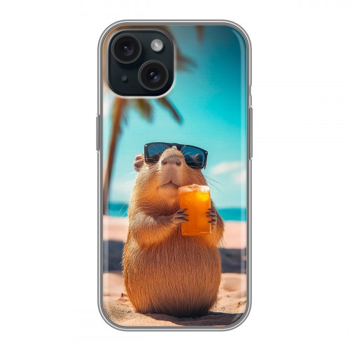 Дизайнерский силиконовый чехол для Iphone 15 Капибара