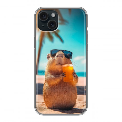 Дизайнерский силиконовый чехол для Iphone 15 Plus Капибара