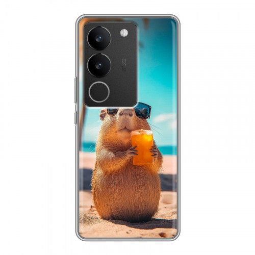 Дизайнерский силиконовый с усиленными углами чехол для Vivo V29 Капибара
