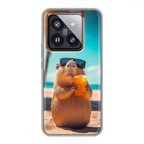 Дизайнерский силиконовый чехол для Xiaomi 14 Pro Капибара