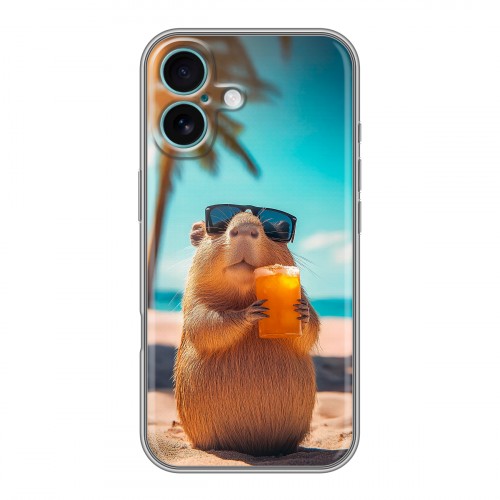 Дизайнерский силиконовый чехол для Iphone 16 Plus Капибара