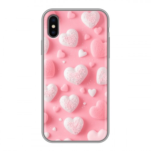 Дизайнерский силиконовый чехол для Iphone x10 Сердечки