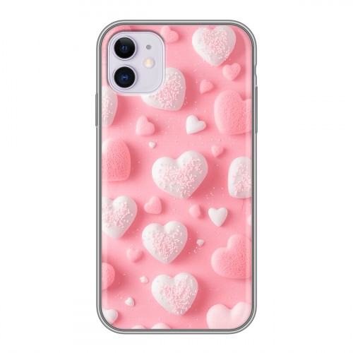 Дизайнерский силиконовый чехол для Iphone 11 Сердечки
