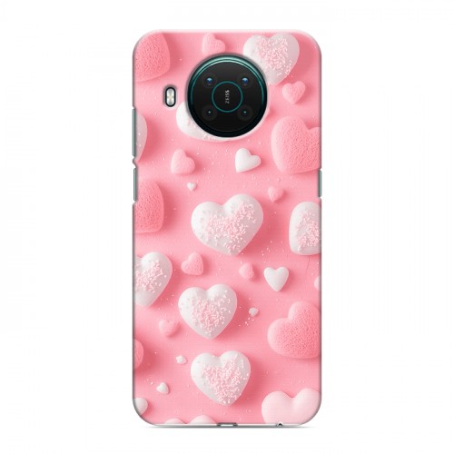 Дизайнерский силиконовый с усиленными углами чехол для Nokia X10 Сердечки