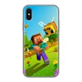 Дизайнерский силиконовый чехол для Iphone x10 Майнкрафт Minecraft
