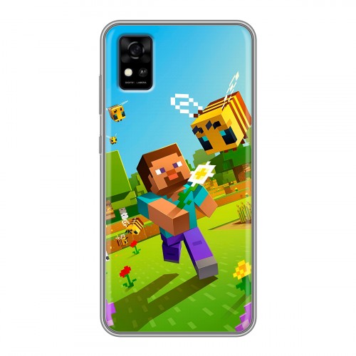 Дизайнерский силиконовый чехол для ZTE Blade A31 Майнкрафт Minecraft