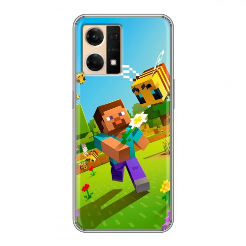 Дизайнерский силиконовый с усиленными углами чехол для OPPO Reno7 Майнкрафт Minecraft