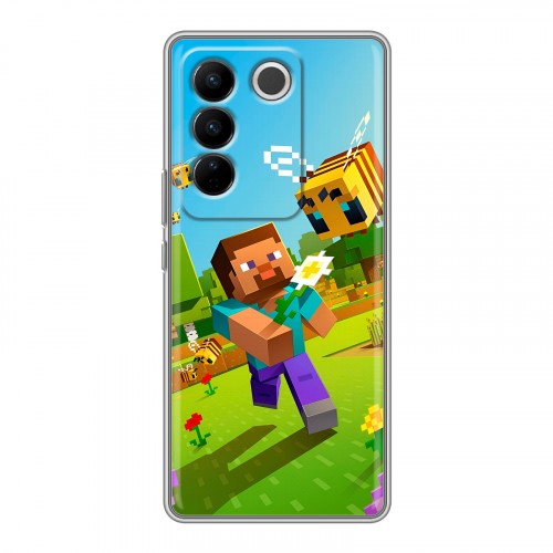 Дизайнерский силиконовый с усиленными углами чехол для Vivo V27 Майнкрафт Minecraft