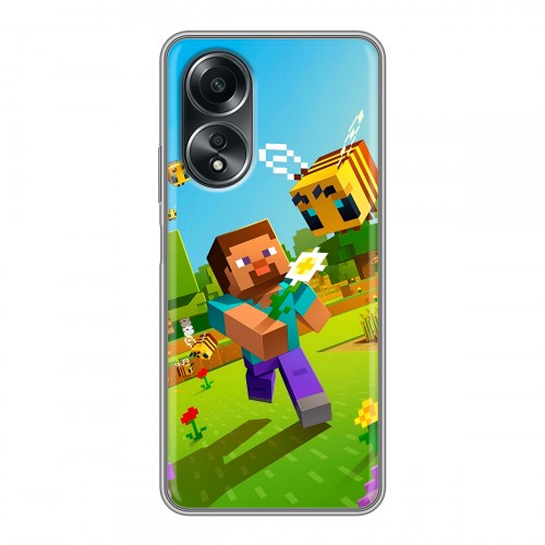 Дизайнерский силиконовый чехол для OPPO A58 4G Майнкрафт Minecraft