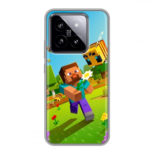 Дизайнерский силиконовый чехол для Xiaomi 14 Майнкрафт Minecraft