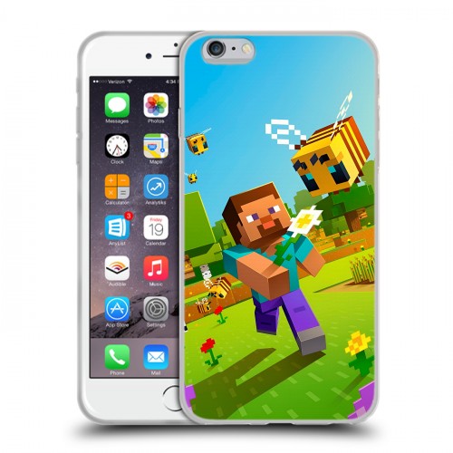 Дизайнерский силиконовый чехол для Iphone 6 Plus/6s Plus Майнкрафт Minecraft