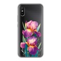 Полупрозрачный дизайнерский силиконовый с усиленными углами чехол для Xiaomi RedMi 9A Цветы орхидеи