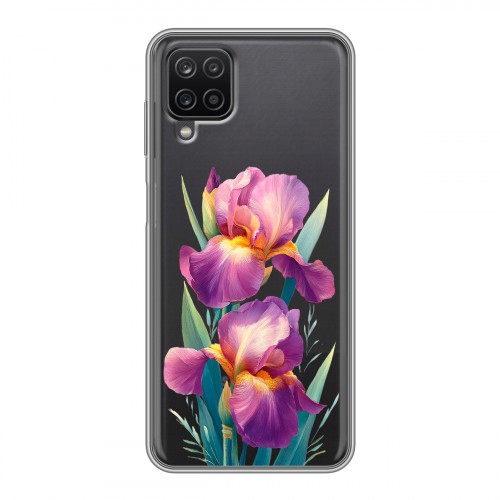 Полупрозрачный дизайнерский пластиковый чехол для Samsung Galaxy A12 Цветы орхидеи