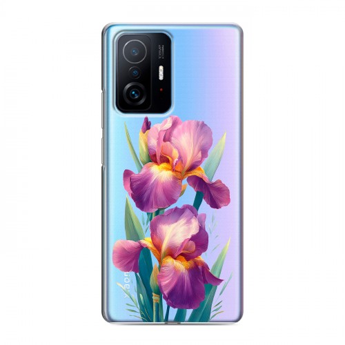 Полупрозрачный дизайнерский силиконовый с усиленными углами чехол для Xiaomi 11T Цветы орхидеи