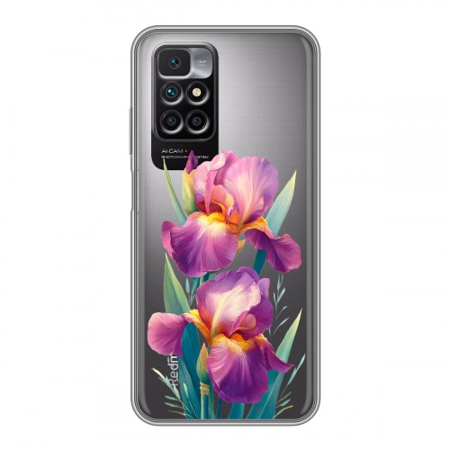 Полупрозрачный дизайнерский силиконовый чехол для Xiaomi Redmi 10 Цветы орхидеи