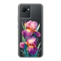 Полупрозрачный дизайнерский силиконовый с усиленными углами чехол для Realme C30 Цветы орхидеи