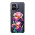 Полупрозрачный дизайнерский силиконовый чехол для Xiaomi RedMi 12C Цветы орхидеи