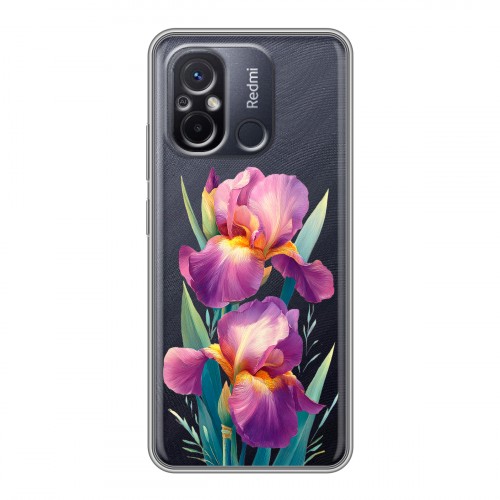 Полупрозрачный дизайнерский силиконовый чехол для Xiaomi RedMi 12C Цветы орхидеи