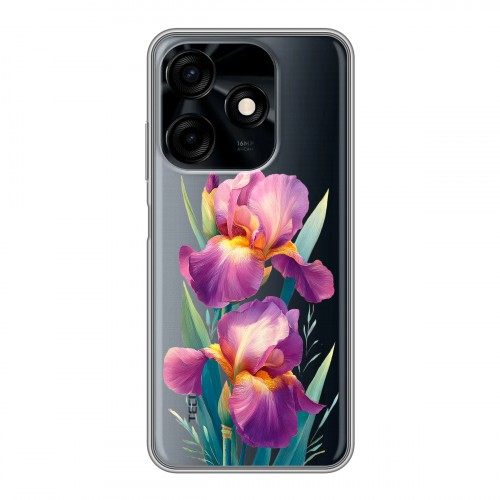 Полупрозрачный дизайнерский силиконовый чехол для Tecno Spark 10C Цветы орхидеи