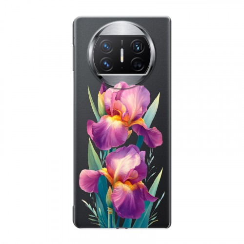 Полупрозрачный дизайнерский пластиковый чехол для Huawei Mate X3 Цветы орхидеи