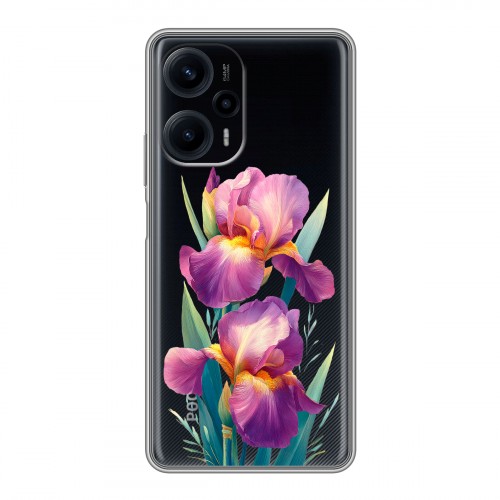 Полупрозрачный дизайнерский силиконовый с усиленными углами чехол для XIaomi Poco F5 Цветы орхидеи
