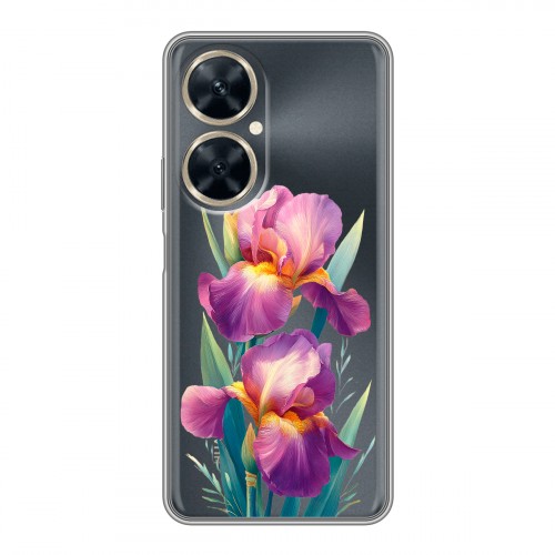 Полупрозрачный дизайнерский силиконовый с усиленными углами чехол для Huawei Nova 11i Цветы орхидеи