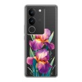 Полупрозрачный дизайнерский силиконовый чехол для Vivo S17 Цветы орхидеи