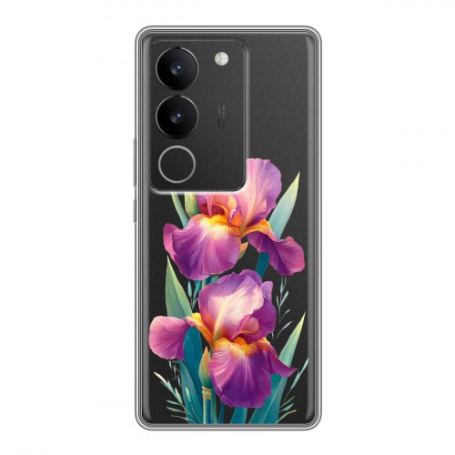 Полупрозрачный дизайнерский силиконовый чехол для Vivo S17 Цветы орхидеи