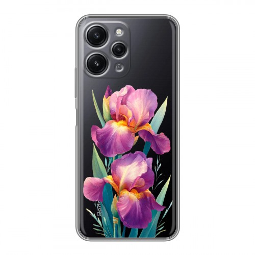 Полупрозрачный дизайнерский пластиковый чехол для Xiaomi RedMi 12 Цветы орхидеи
